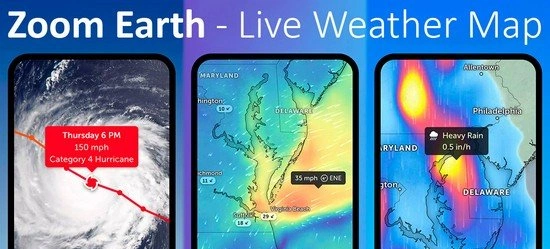 Zoom Earth - живые карты и прогнозы погоды